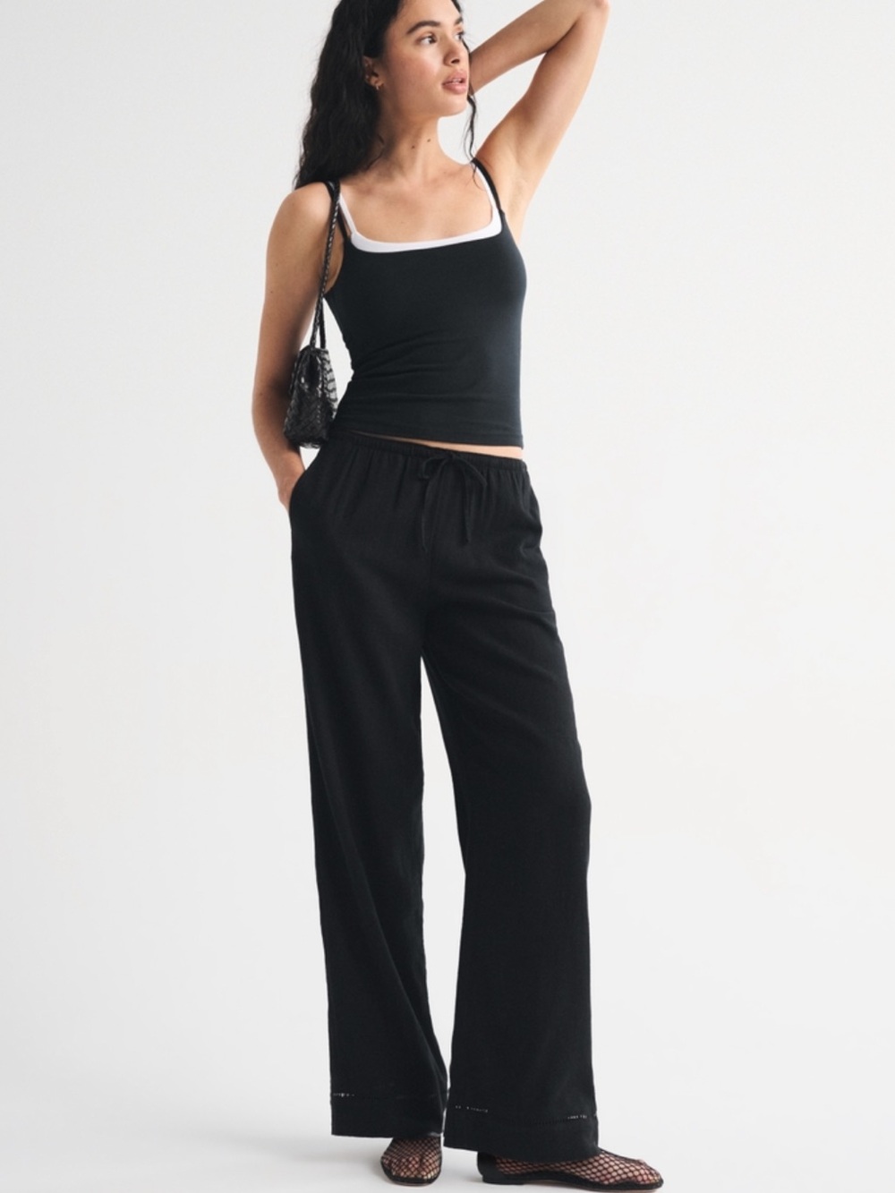 A&F Gemma linen blend wide leg pants